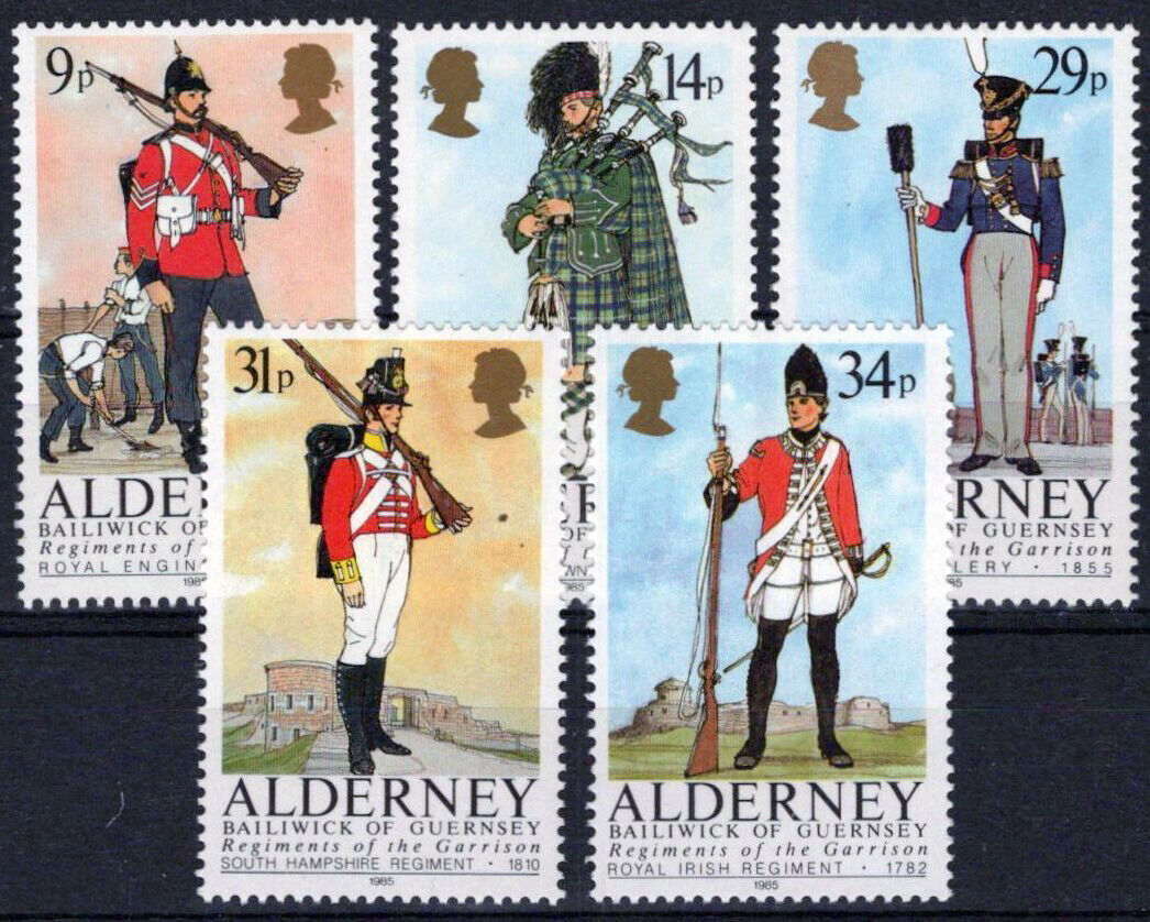 Alderney 23-27 MNH Military Regimental Uniforms