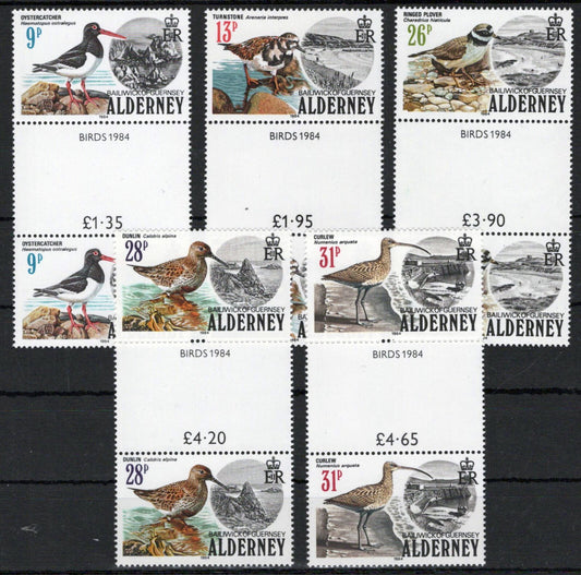 Alderney 13-17 MNH Gutter Pairs Birds Harbors Arch Bay