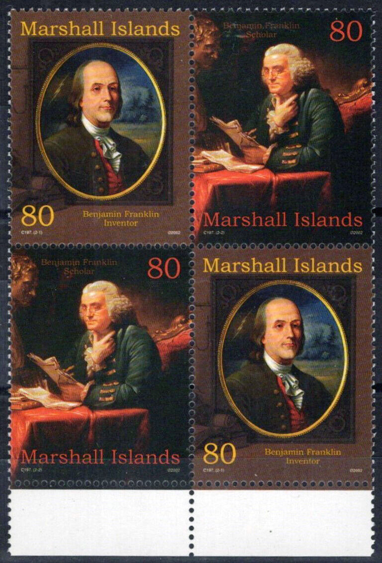 Marshall Islands 804 MNH Benjamin Franklin Inventor Scholar ZAYIX 092023S89M