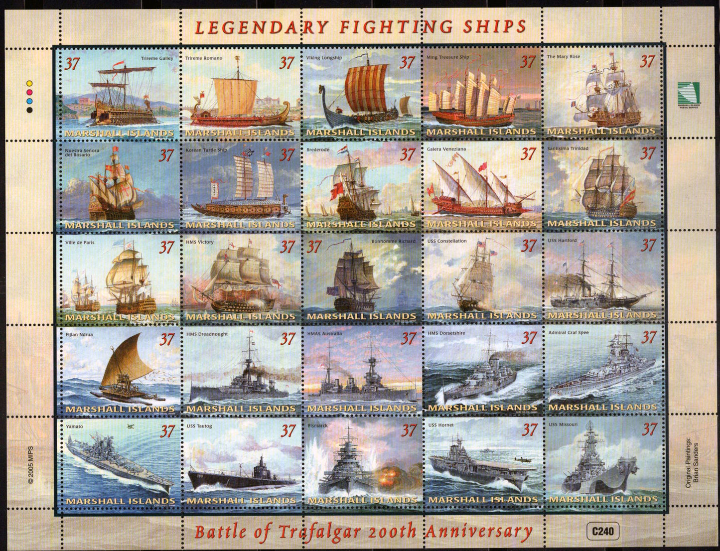 Marshall Islands 868 MNH Fighting Ships Battle of Trafalgar ZAYIX 092023SL41M