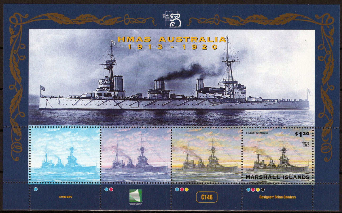 Marshall Islands 703 MNH Battlecruiser HMAS Australia Zayix Stamps 092523SM48M