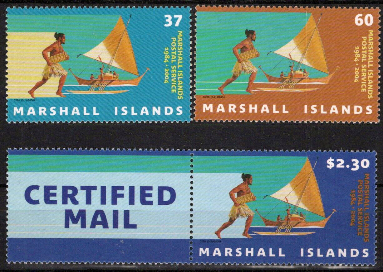 Marshall Islands 830-832 MNH Postas Service Messenger Canoe 092523SM63M