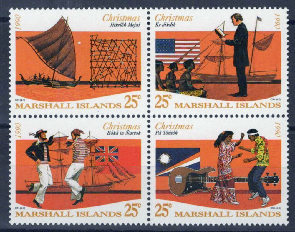 Marshall Islands 386a MNH Christmas Music Canoes Dancing 100323S172M