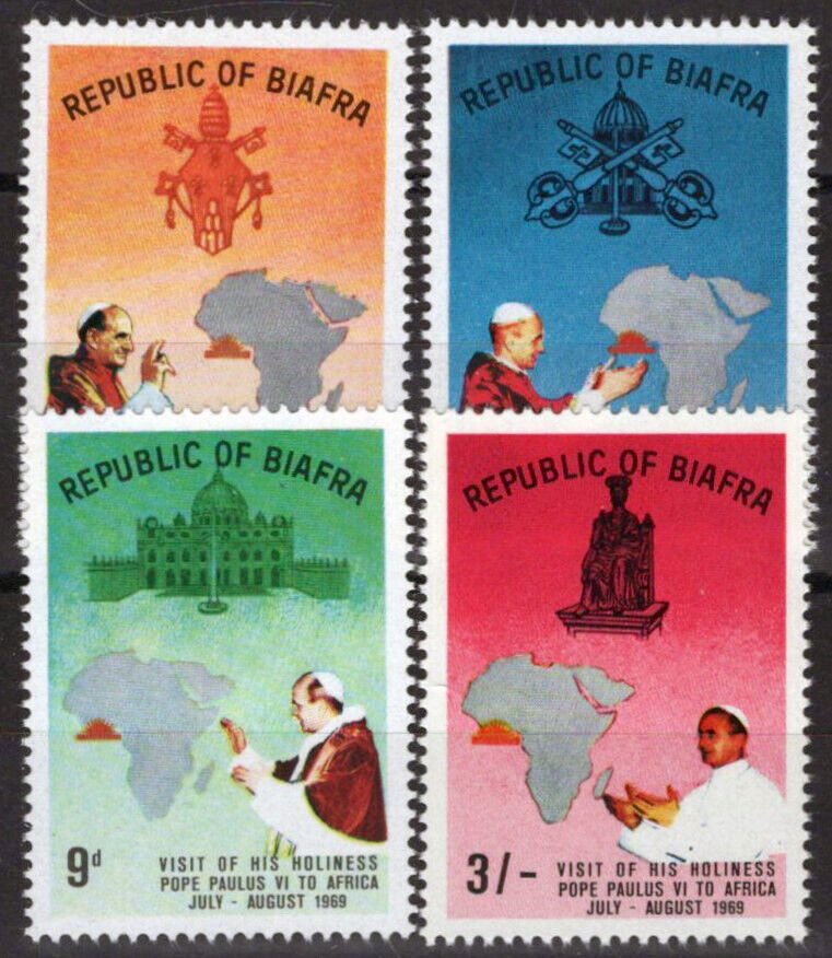 Biafra 27-30 MNH Architecture Maps Pope Paulus VI 100323S149M