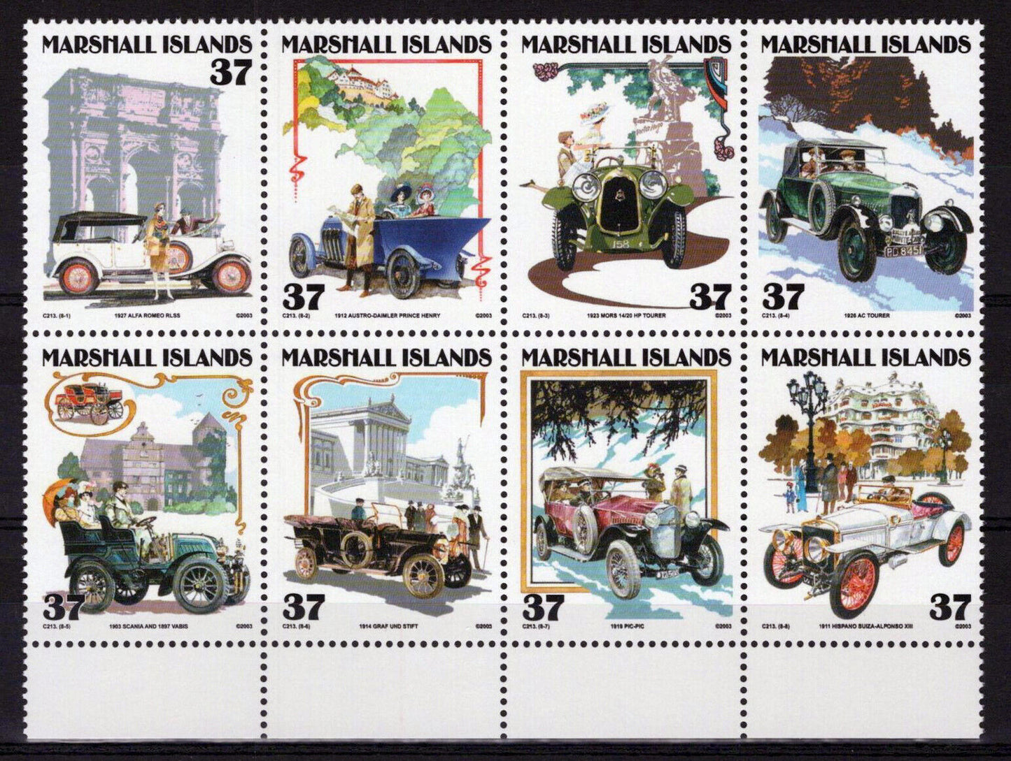 Marshall Islands 823 MNH Automobiles Classic Cars Zayix Stamps 092523SM89M