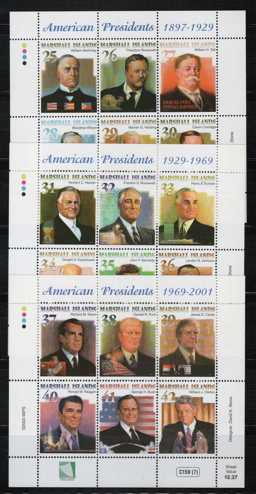 Marshall Islands 732-738 MNH American Presidents Zayix Stamps 092723SL35M