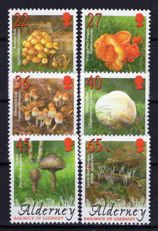 Alderney 221-226 MNH Fungi Plants Mushrooms Nature