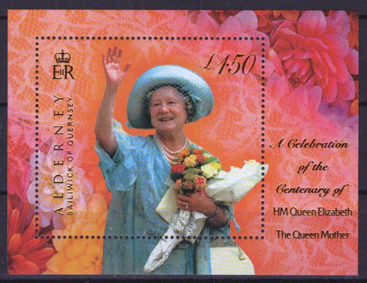 Alderney 154 MNH Foil Application Queen Mother Royalty