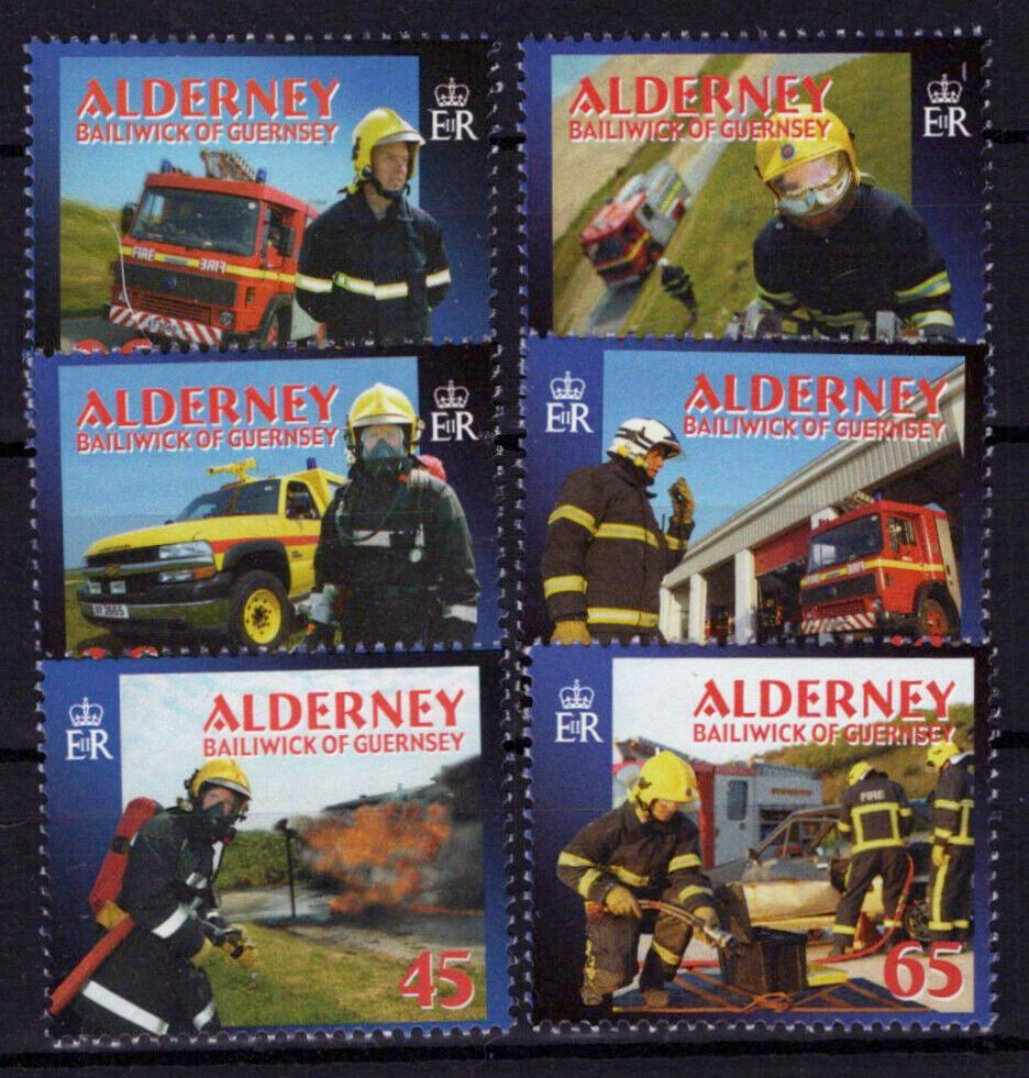 Alderney 239-244 MNH Fire Services Fireman Fire Truck