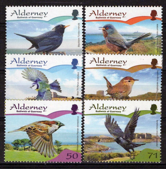 Alderney 297-302 MNH Birds Wildlife Blackbirds Wrens Warblers