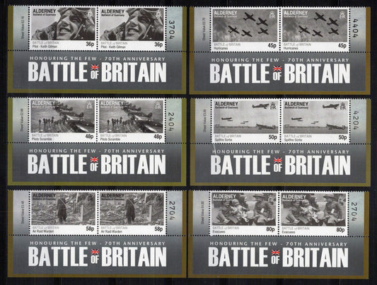 Alderney 369-374 MNH Pairs Battle of Britain Military War