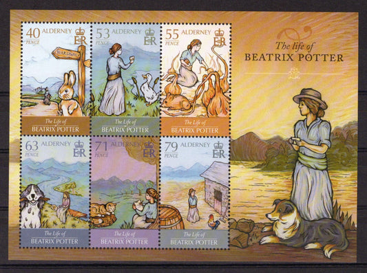 Alderney 476a MNH Beatrix Potter Literature Animals Cats Dogs