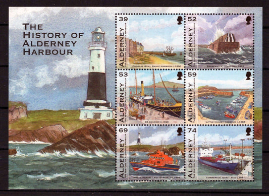 Alderney 451a MNH Lighthouses Ships Lifeboat Harbors