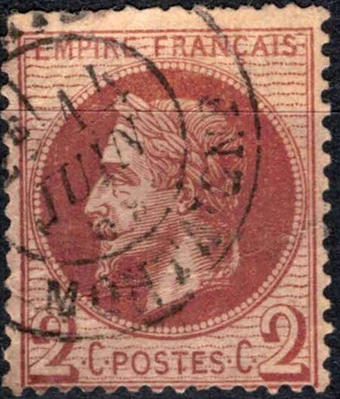 France 30 used 2c red brown Napoleon circular date cancel CV $25 ZAYIX 1123S0001