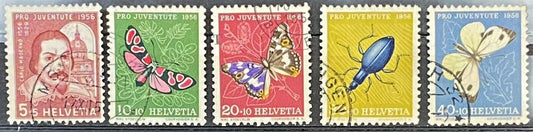 Switzerland B257-B261 Used Semi-Postal Insects Butterflies ZAYIX 011222S24