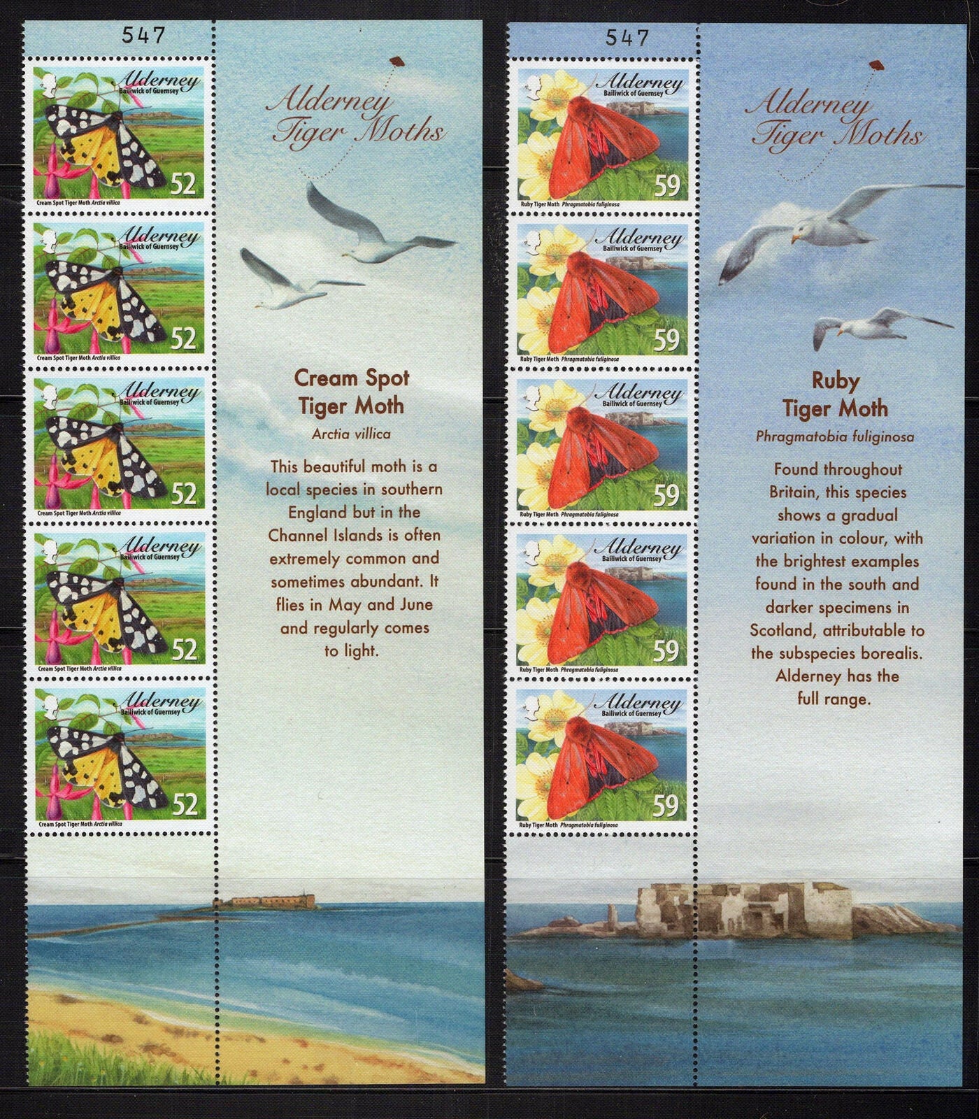 Alderney 440-445 MNH Moths Insects Nature