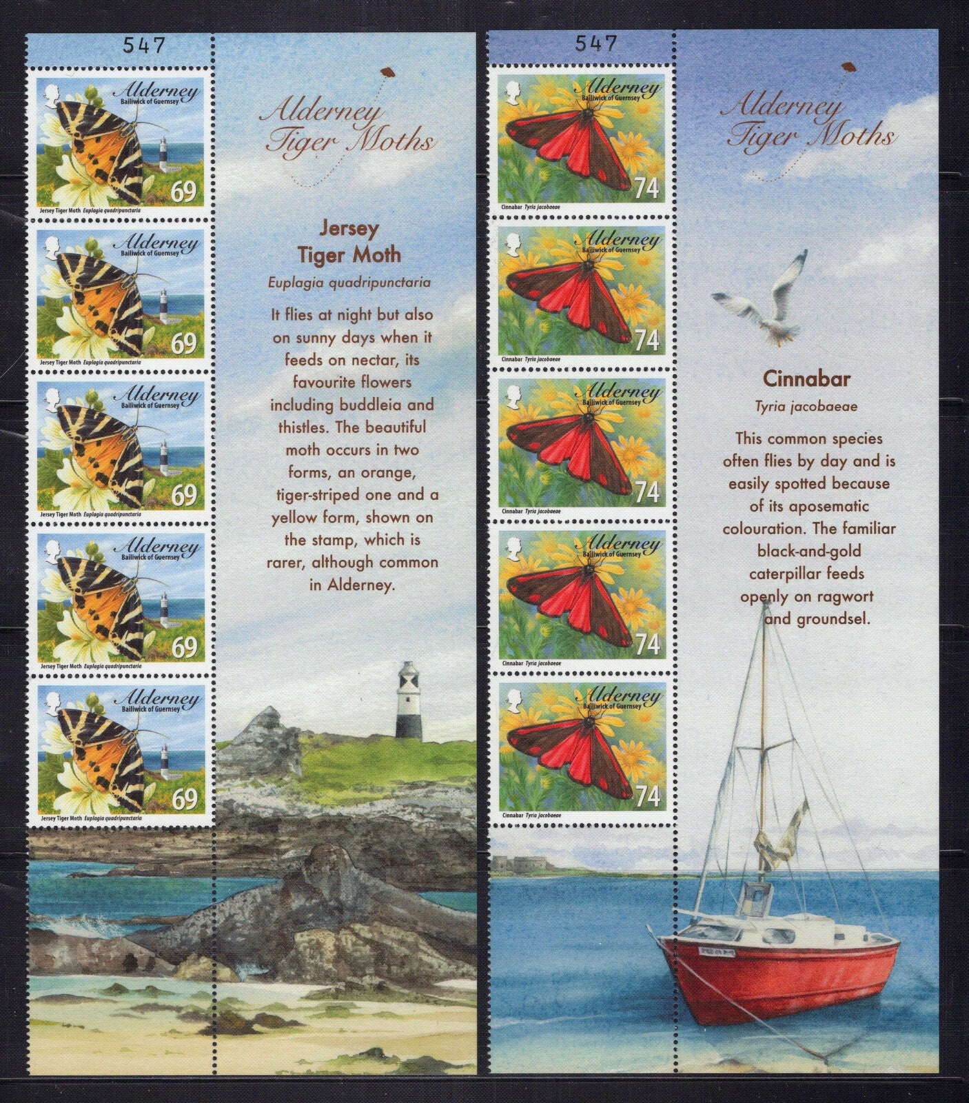 Alderney 440-445 MNH Moths Insects Nature