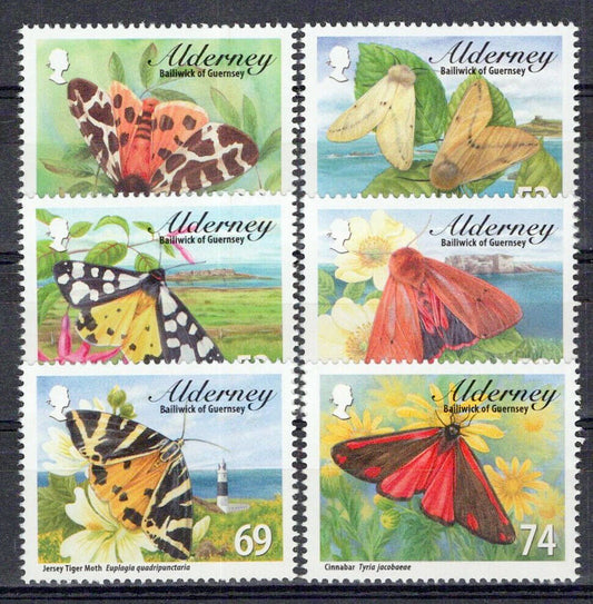 Alderney 440-445 MNH Moths Insects Nature