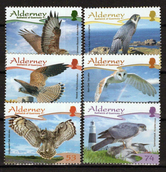 Alderney 319-324 MNH Birds Nature Animals Barn Owl Kestrel