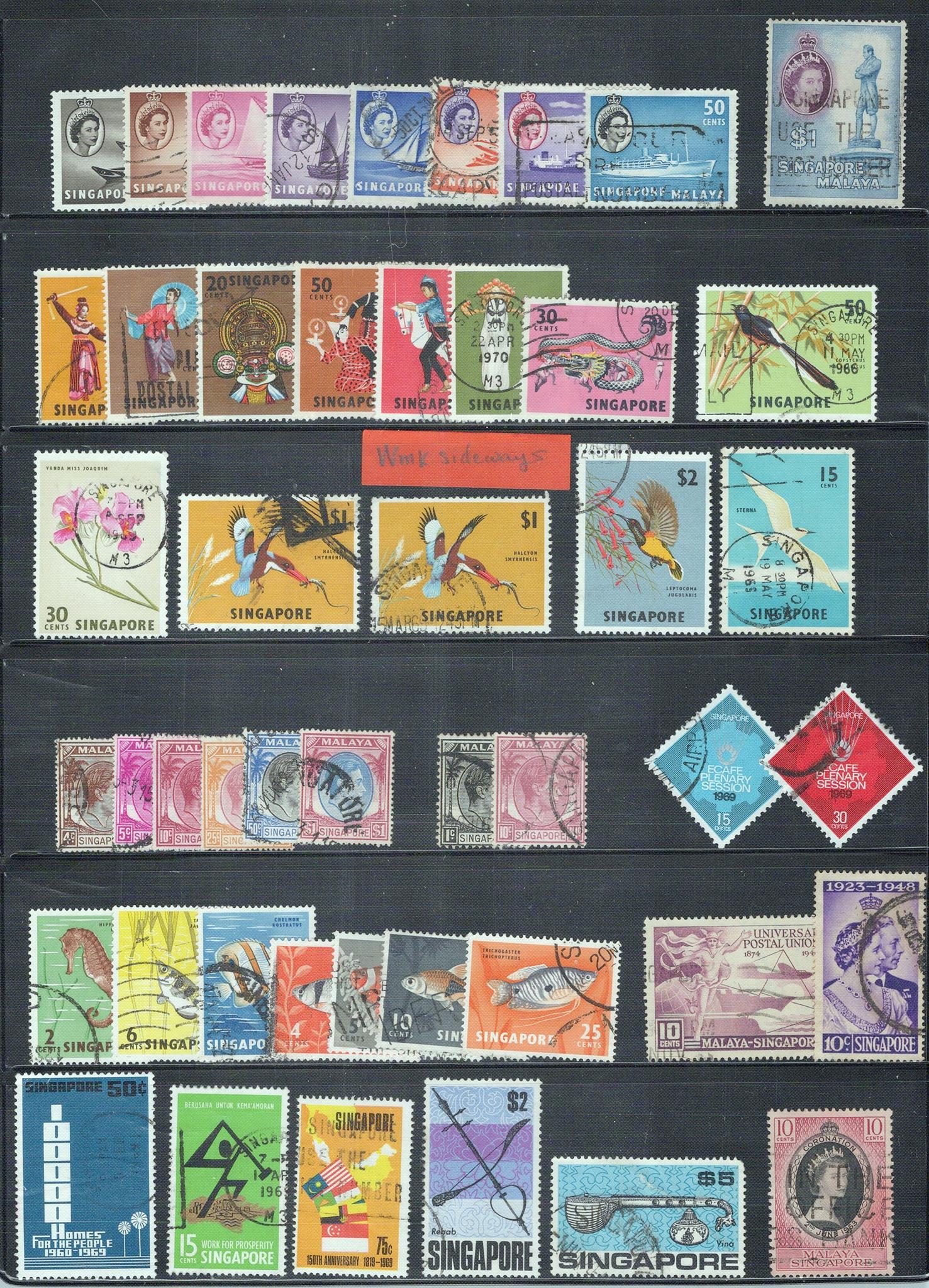 Singapore valuable postally used collection better Birds ships