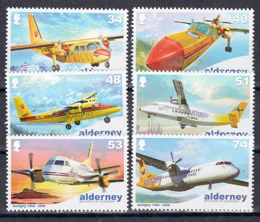 Alderney 332-337 MNH Airplanes Aviation Air Services