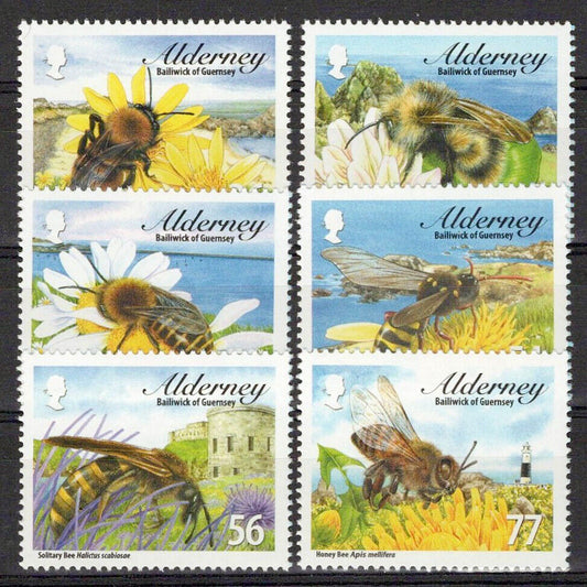 Alderney 338-343 MNH Insects Bees Nature Flowers