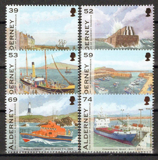 Alderney 446-451 MNH Alderney Harbor Lifeboat Ships