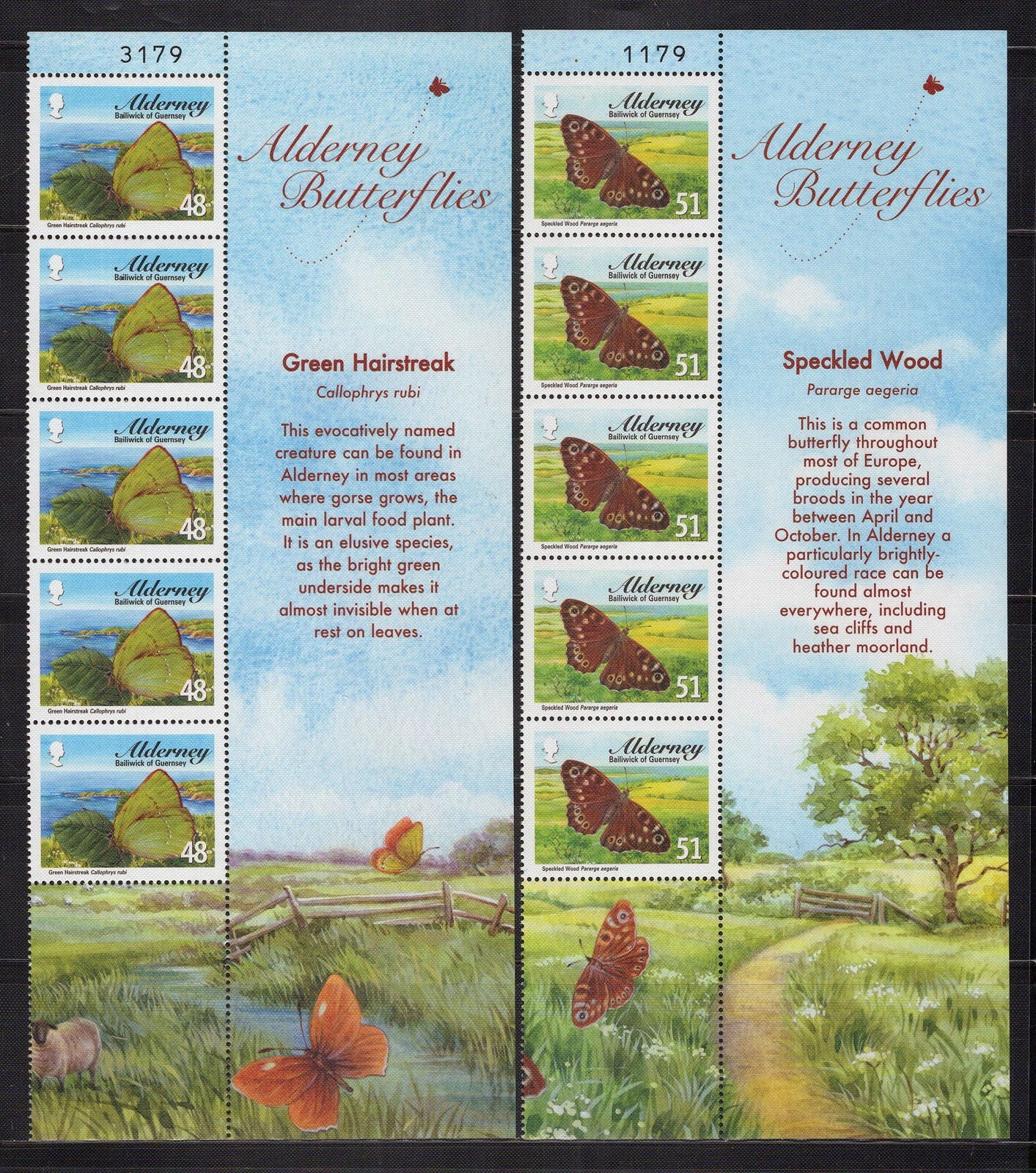 Alderney 313-318 MNH Butterflies Nature Plants Flowers