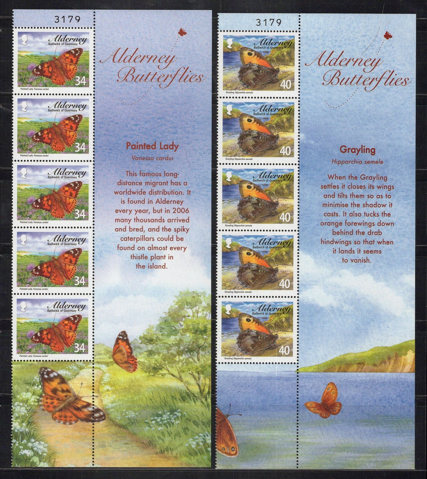 Alderney 313-318 MNH Butterflies Nature Plants Flowers