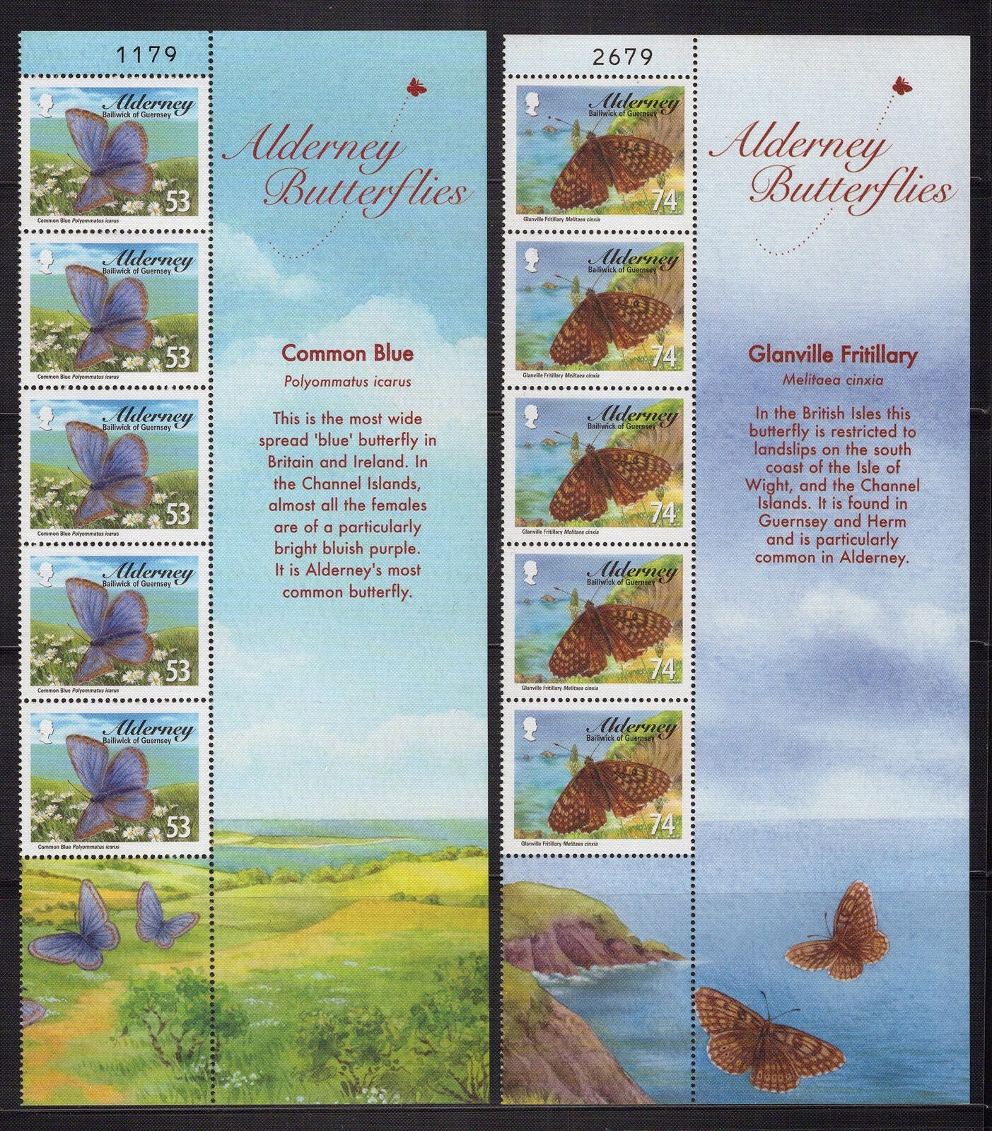 Alderney 313-318 MNH Butterflies Nature Plants Flowers