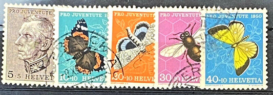 Switzerland B196-B200 Used Semi-Postal Butterflies Insects ZAYIX 011222S19M