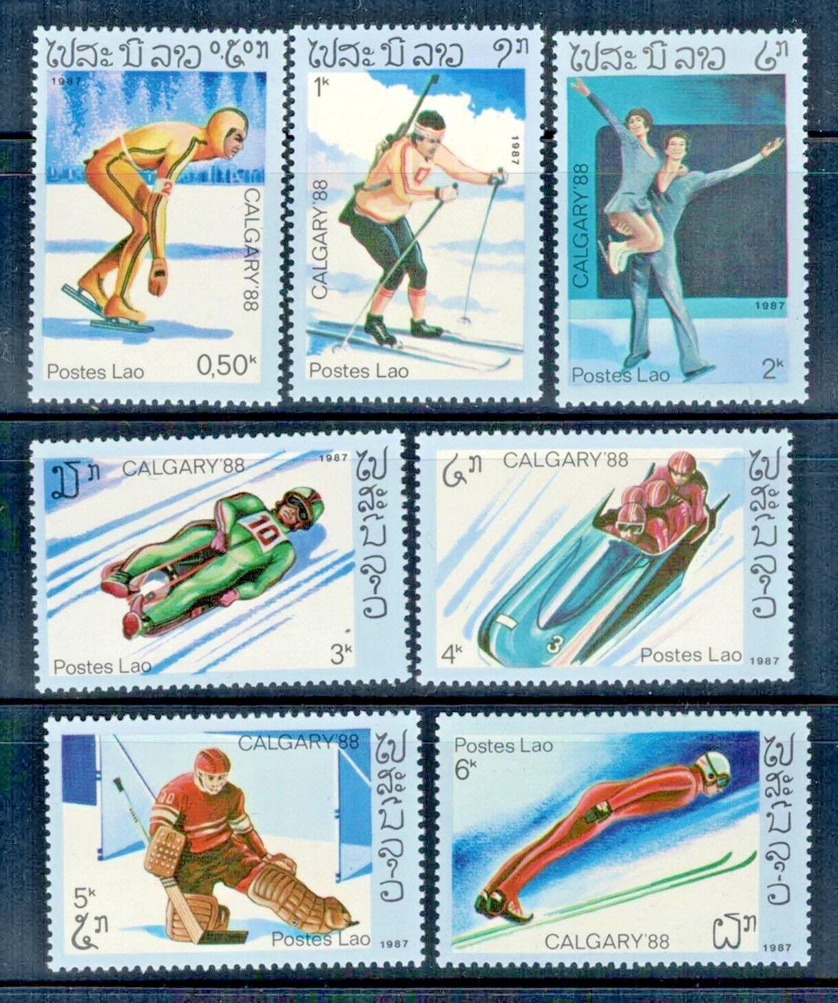 Laos 758-764 MNH Winter Olympics Calgary Figure Skating Hockey