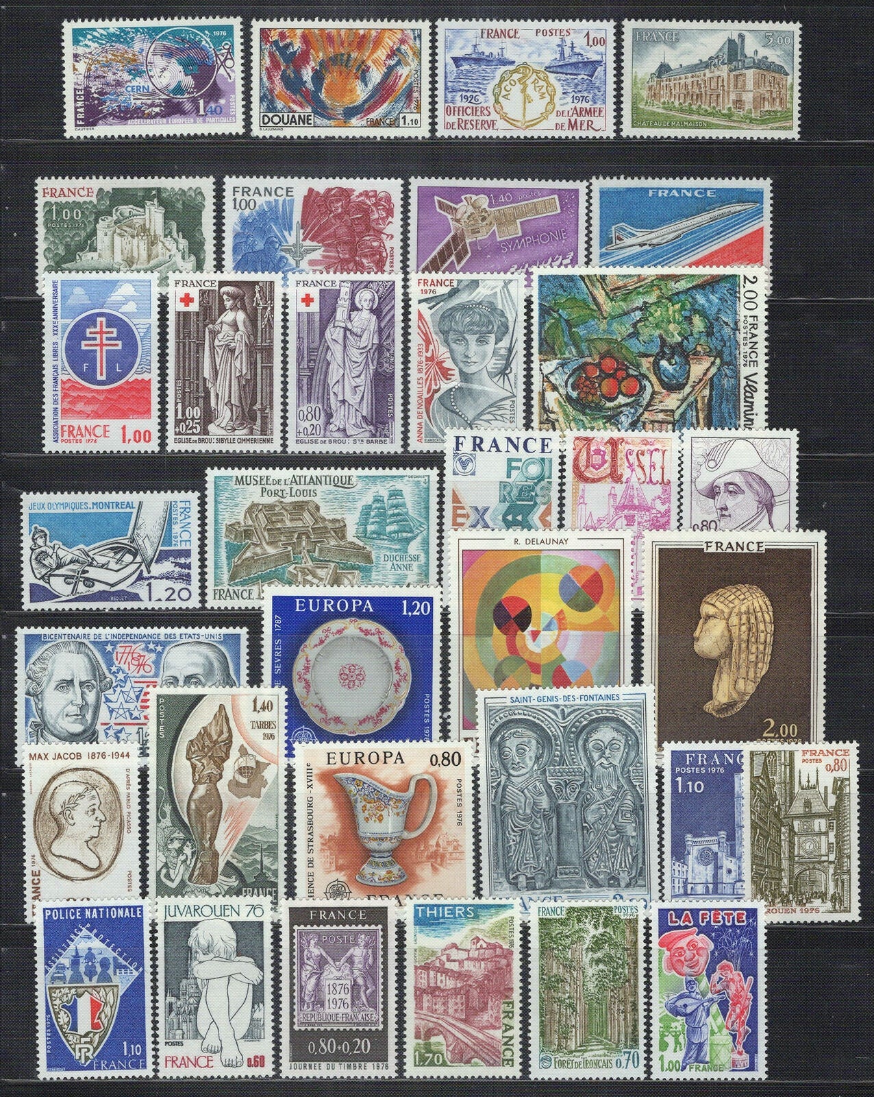 France Collection 1976 MNH Artwork Red Cross Ships Castles Space ZAYIX 1223S0080