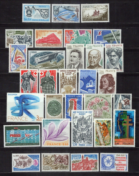 France Collection 1977 MNH Castles Aviation Sports Flowers ZAYIX 1223S0073