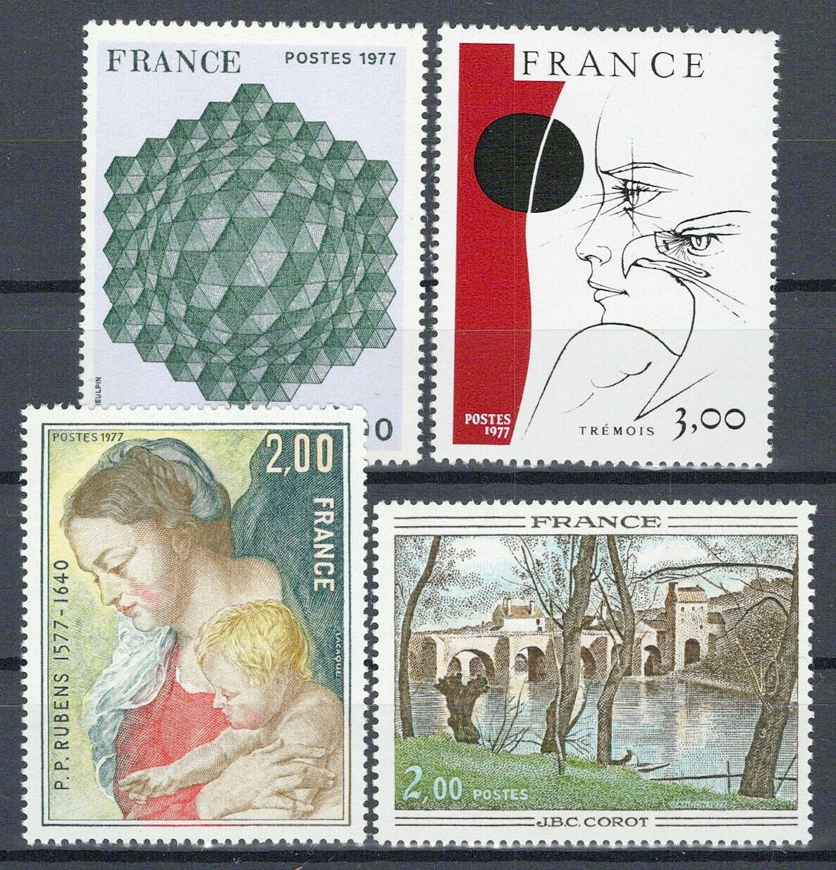 France 1517-1520 MNH Artwork Paintings Birds Bridges Madonna ZAYIX 1223S0074