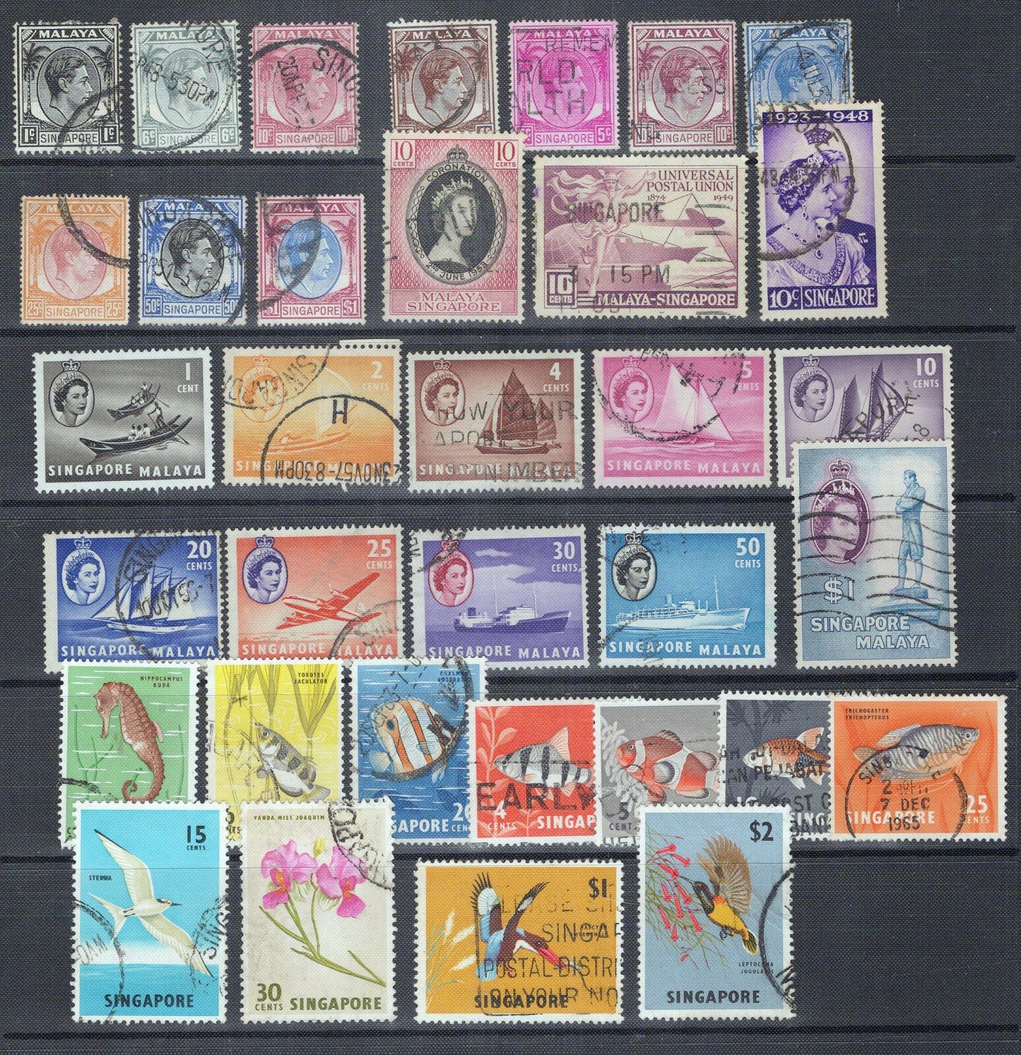 Singapore Postally Used Collection with some high values CV $16