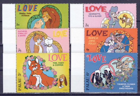 Palau 392A-392F MNH Disney Sweethearts Entertainment