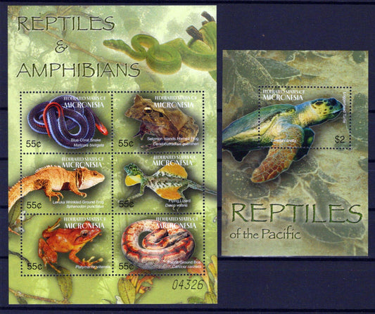 Micronesia 623-624 MNH Reptiles Amphibians Snakes Lizards