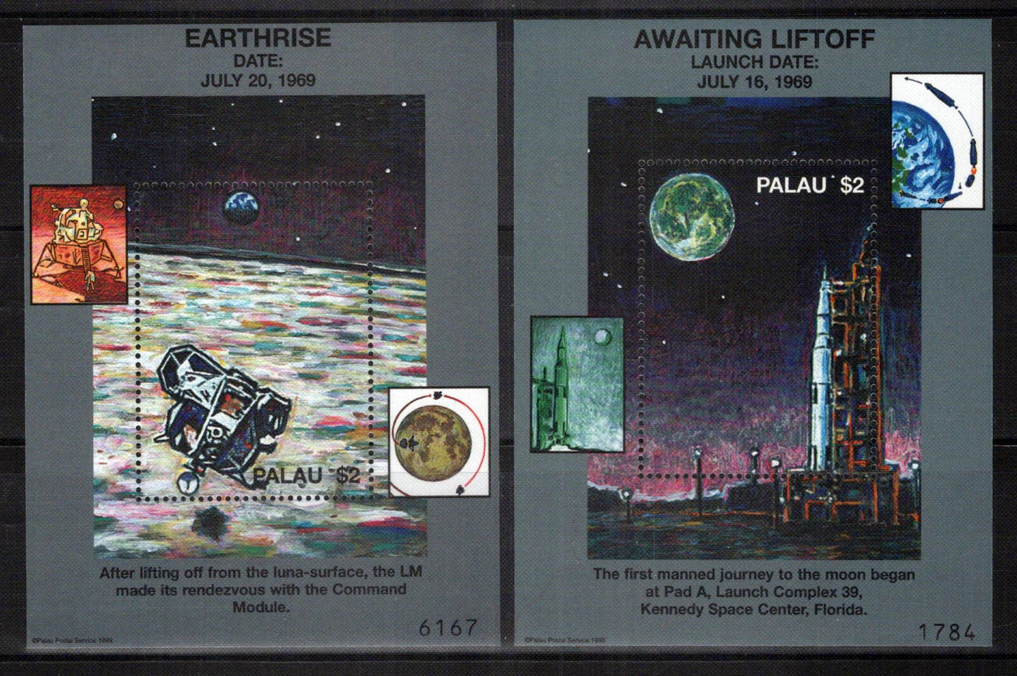 Palau 517 MNH Space Apollo 11 Rockets Astronauts