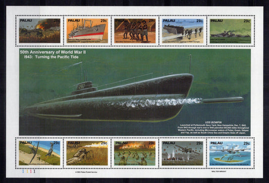 Palau 316 MNH WWII Ships Military Aviation