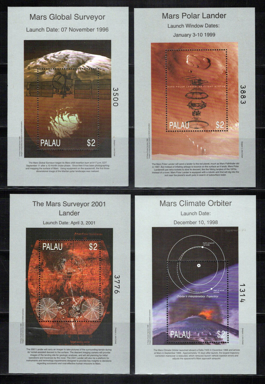 Palau 501-505 MNH Space Exploring Mars The Red Planet