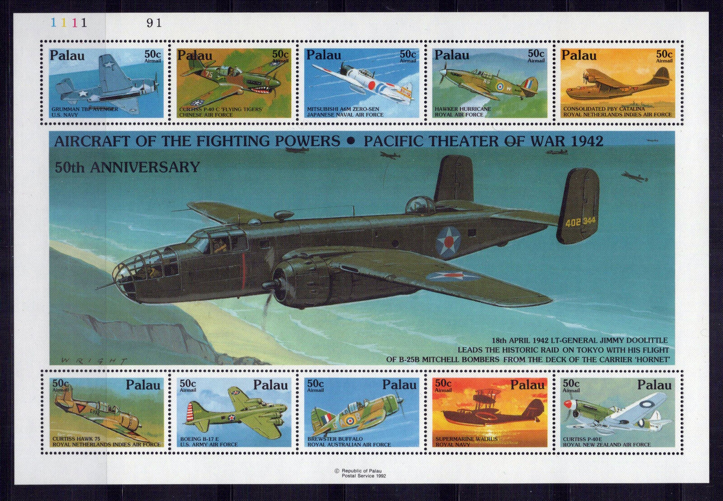 Palau C22 MNH Air Post Aviation WWII