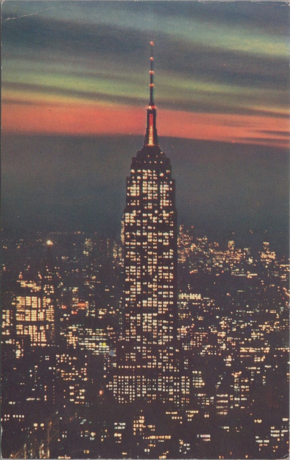 ZAYIX Postcard Empire State Building at Night New York City NY c1963 090222PC79