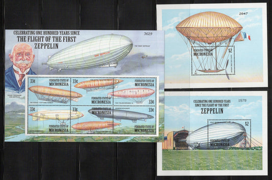 Micronesia 390-392 MNH Aviation First Flight Zeppelin