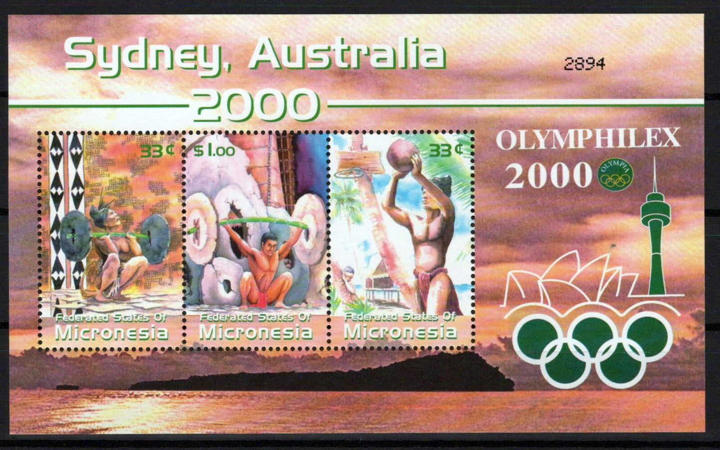 Micronesia 394 MNH Olympics Games Sports OLYMPHILEX 2000