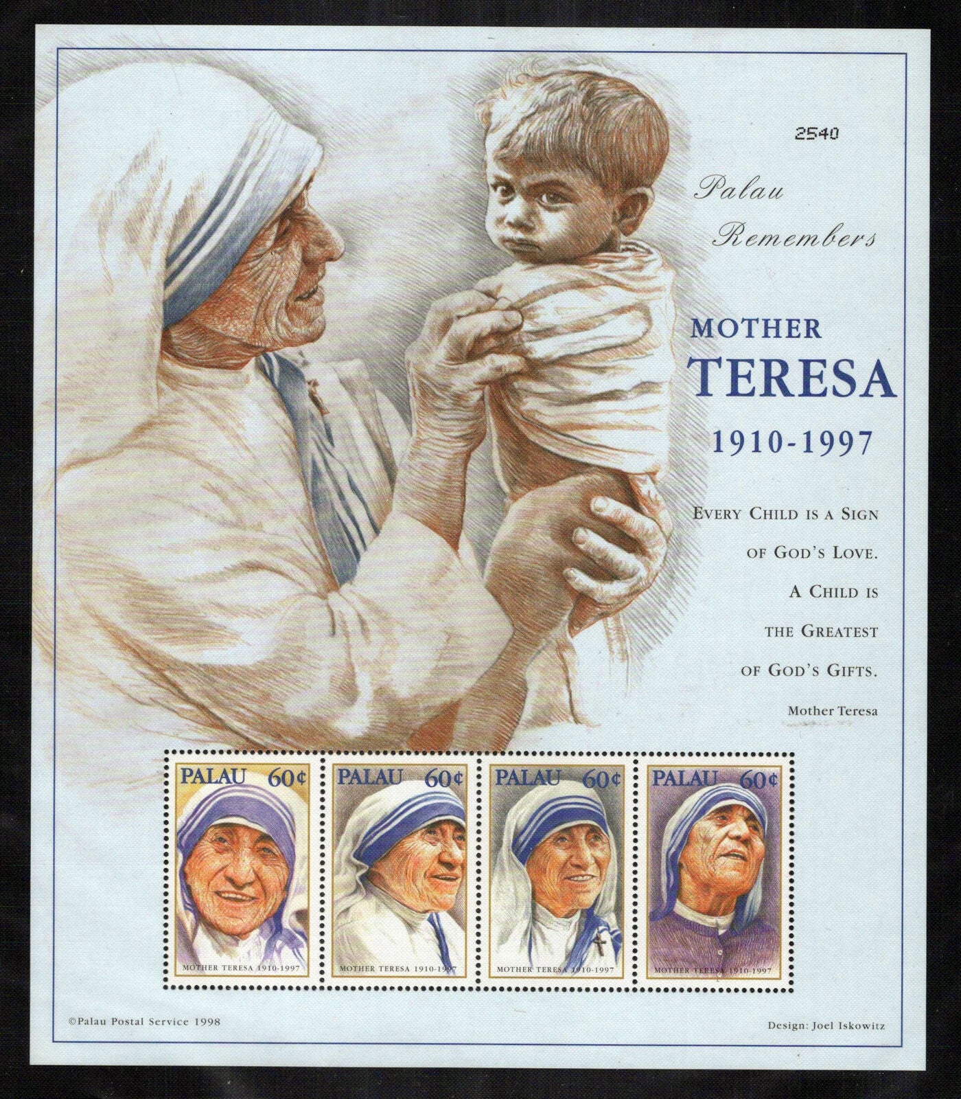 Palau 457 MNH Mother Teresa Religious Figure Saints