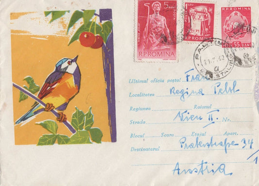 Romania Cover Postal Stationery Bird Fruit to Vienna Austria