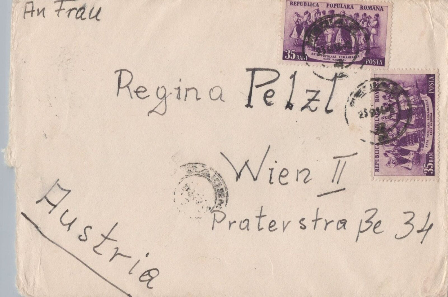 Romania Cover Costumed Dancers on Mail to Austria