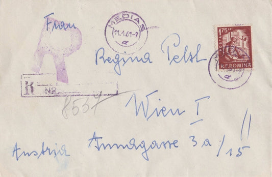 Romania 1961 Registered Cover Medias to Vienna Austria