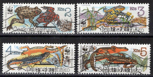 Czechoslovakia 2748-2751 Used CTO Wildlife WWF Newts, Frogs ZAYIX 0224M0051M